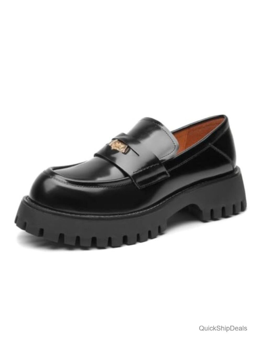 Platform Lug Sole Slip On Loafers Patent Leather Chunky Work Office